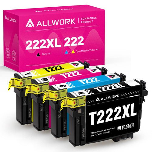 ALLWORK T222XL Remanufactured Ink Cartridge Replacement for Epson 222 222XL T222XL T222 Use with Epson Workforce WF-2960 Expression Home XP-5200 Series Printer 4-Pack T222XL120 T222220 T222320 T222420 ALLWORK T222XL Remanufactured Ink Cartridge Replacement for Epson 222 222XL T222XL T222 Use with Epson Workforce WF-2960 Expression Home XP-5200 Series Printer 4-Pack T222XL120 T222220 T222320 T222420