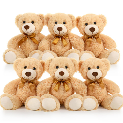 BENINY Teddy Bears Bulk 6 Packs, Teddy Bear Stuffed Animal Bulk 13.5", Stuffed Bear Plush Toy for Centerpiece Baby Shower Decorations