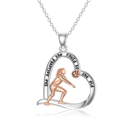PELOVNY Volleyball Necklace S925 Sterling Silver Playing Volleyball Pendant Volleyball Gifts for Women PELOVNY Volleyball Necklace S925 Sterling Silver Playing Volleyball Pendant Volleyball Gifts for Women