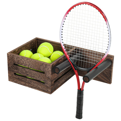 Wall Mounted Tennis Racket Holder Badminton Racket Storage Rack Ping Pong Paddle Holder Tennis Ball Storage Basket Rack