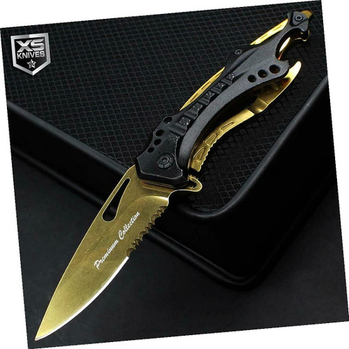 Gold Multitool Open Folding Pocket Knife Edc Survival Outdoor Survival Hunting Knife for Camping by Survival Steel