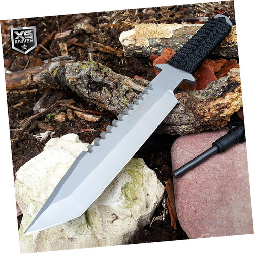 S.S. Fixed Knives 11inch Hunting Survival Fixed Blade Full Tang Knife Fire Starter Sheath by Survival Steel S.S. Fixed Knives 11inch Hunting Survival Fixed Blade Full Tang Knife Fire Starter Sheath by Survival Steel