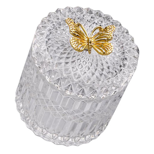 VALICLUD Box Cotton Swab Storage Jar Crystal Cookie Jar Apothecary Jars Crystal Candy Dish Cotton Swab Holder Lipstick Holder Bathroom Jars Crystal Canister Jar Glass Snack Jar Coffee Table