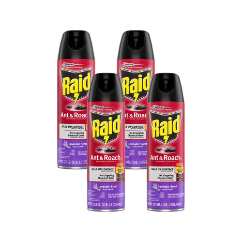 Raid Ant & Roach Killer Lavender 17.5 Ounce (Pack of 4)
