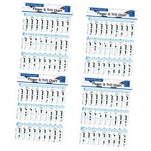 Milisten 4pcs Guitar Chords Poster Clarinet Training Guide Fingering Chart Poster Chord Chart for Flute Beginner Guitar Chord Poster Tenor Ukulele 157g Coated Paper Student Beet Bass