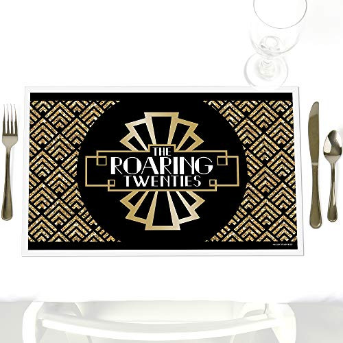 Roaring 20's - Party Table Decorations - 1920s Art Deco Jazz Party Placemats - Set of 12