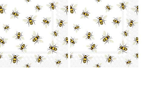 Celebrate the Home Spring 3-Ply Paper Cocktail Napkins, Save The Bees, 2-Pack 20-Count each