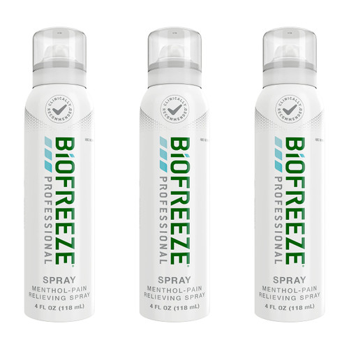 Biofreeze Spray 4 FL OZ Colorless (Pack Of 3) Aerosol Professional Strength Menthol Pain Relief Spray For Lower Back Pain Relief, Sore Muscle Relief, Shoulder Pain Relief, FSA Eligible Biofreeze Spray 4 FL OZ Colorless (Pack Of 3) Aerosol Professional Strength Menthol Pain Relief Spray For Lower Back Pain Relief, Sore Muscle Relief, Shoulder Pain Relief, FSA Eligible