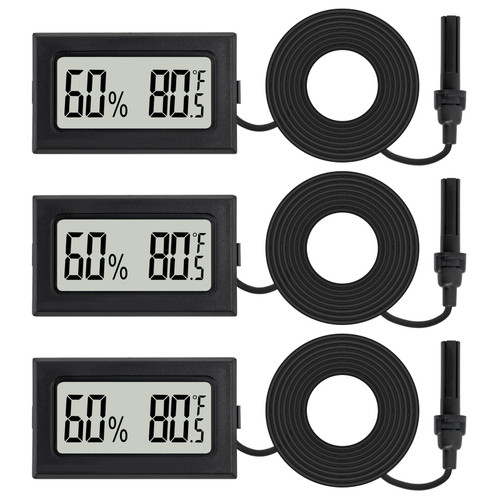 3Pcs Mini Digital Thermometer Hygrometer with Probe Electronic Temperature Humidity Gauge Meters Indoor LCD Display Fahrenheit for Humidors,Greenhouse,Garden,Incubator Reptile Terrarium 3Pcs Mini Digital Thermometer Hygrometer with Probe Electronic Temperature Humidity Gauge Meters Indoor LCD Display Fahrenheit for Humidors,Greenhouse,Garden,Incubator Reptile Terrarium