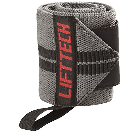 Lift Tech Comp Thumb Loop Wrist Wraps, Gray/Black, One Size