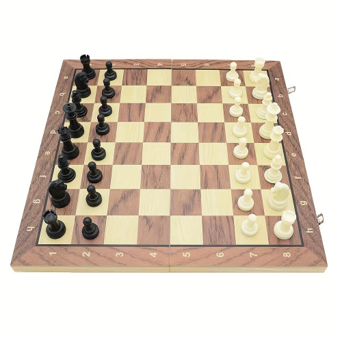 DEMYA Magnetic Chess Set Folding Chess Set Solid Wooden Chess Baord with Pieces Storage Slots for Family Strategy Chess Games DEMYA Magnetic Chess Set Folding Chess Set Solid Wooden Chess Baord with Pieces Storage Slots for Family Strategy Chess Games
