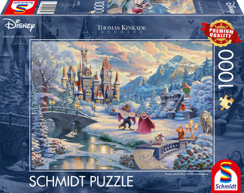 Schmidt | Thomas Kinkade: Disney Beauty & The Beast Winter Enchantment Puzzle - 1000pc | Puzzle | Ages 12+ | 1 Players Schmidt | Thomas Kinkade: Disney Beauty & The Beast Winter Enchantment Puzzle - 1000pc | Puzzle | Ages 12+ | 1 Players