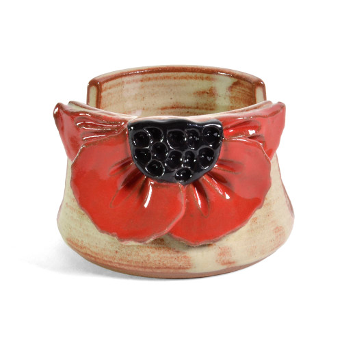MudWorks Pottery Red Poppy Sponge Holder, Handmade in The USA