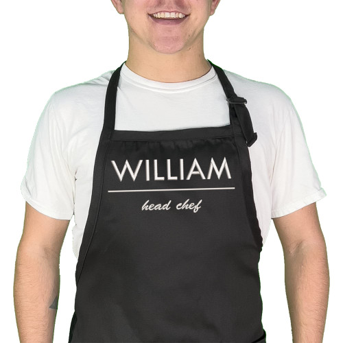 PLACE4PRINT Personalized Chef Name Embroidered Apron, customized chef apron, head chef adult apron, Fathers day gift, Gifts for Dad, Dad apron, Men's apron, Mothers day gift, Head chef apron