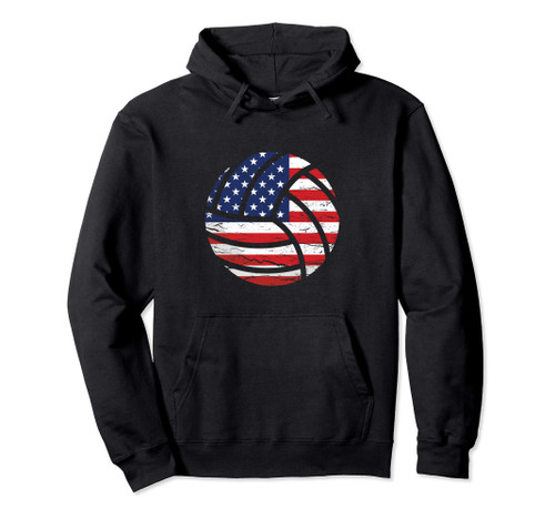 Volleyball American Flag USA Patriotic Pullover Hoodie Volleyball American Flag USA Patriotic Pullover Hoodie