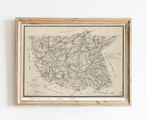 MG Global Historical Map Poster of Nottoway County Virginia 1864 | 11x17 12x18 16x24 24x36 Unframed Wall Art | Vintage Antique Rustic Print for Decor