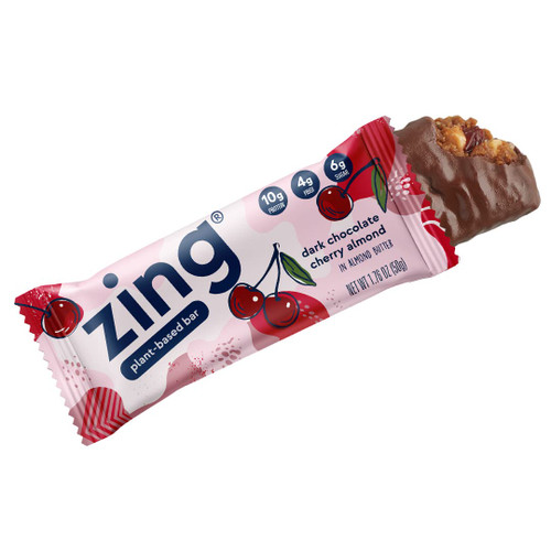 Zing Bars Plant Based Protein Bar, Dark Chocolate Cherry Nutrition Bar, 10g Protein, 6g Fiber, Vegan, Gluten Free, Soy Free, Non GMO, 12 count Zing Bars Plant Based Protein Bar, Dark Chocolate Cherry Nutrition Bar, 10g Protein, 6g Fiber, Vegan, Gluten Free, Soy Free, Non GMO, 12 count