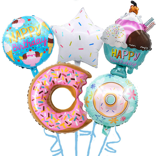 Donut Balloon Ice Cream Candy Balloon Set Donut Party Decorations for Birthday Baby Shower Wedding Anniversary Summer Donut Themed Party Supplies (Ice Cream)