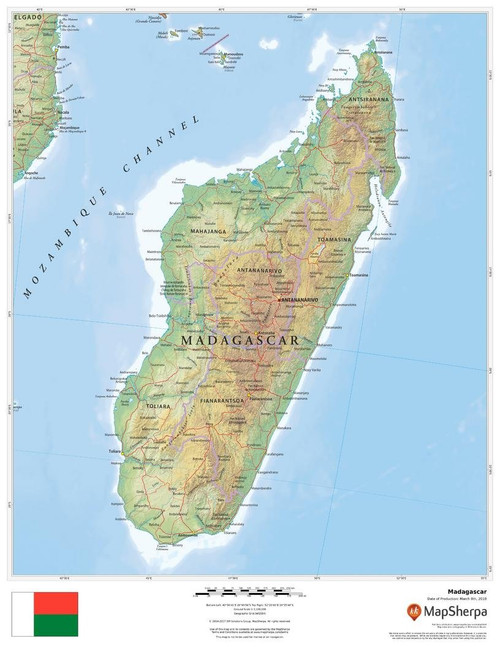 Madagascar - 17" x 22" Paper Wall Map