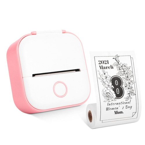 Print Pod,Mini Pocket Printer,Inkless Sticky Note Printer Bluetooth Sticker Printer,Fast Printing Portable Mini Thermal Printer,Wireless Bluetooth Photo Printer Portable DIY Scrapbook(Pink)