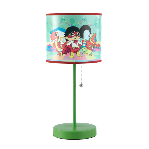 Idea Nuova Ryan's World Stick Table Kids Lamp with Pull Chain Themed Printed Decorative Shade