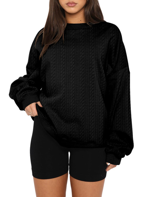 Black Crewneck Sweatshirts Women Casual Long Sleeve Loose Fit Pullover Hoodie Fleece Fall Tops XL Black Crewneck Sweatshirts Women Casual Long Sleeve Loose Fit Pullover Hoodie Fleece Fall Tops XL