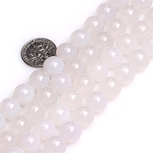 10mm Natural White Agate Beads Round Gemstone Loose Beads for Jewelry Making (38-40pcs/strand)