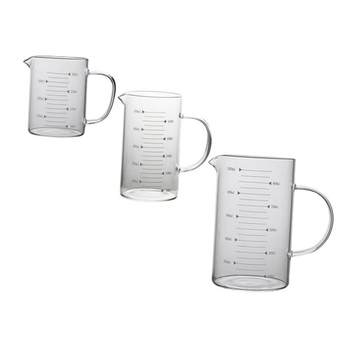 MAGICLULU 3pcs Graduated Measuring Cup Liquid Measuring Cups Espresso Cup Glass Coffee Mugs Clear Coffee Glasses Clear Measuring Scale Cup Espresso Pot Glass Measuring Cup Milk Mug Water Cup