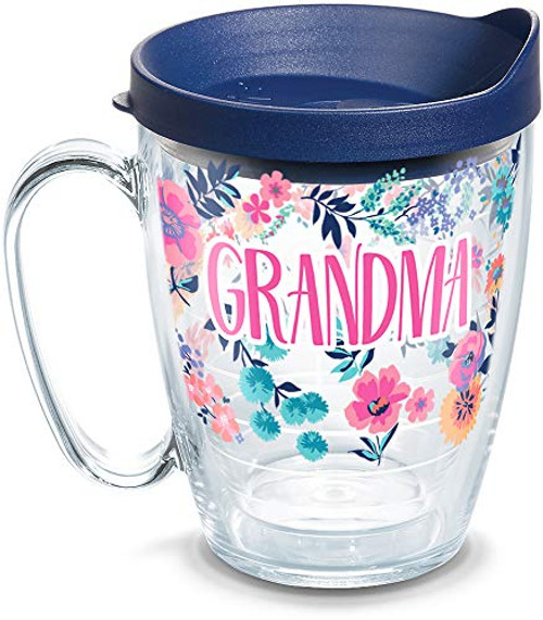 Tervis 1314904 Grandma Dainty Floral Insulated Tumbler with Wrap and Lid, 16 oz Mug - Tritan, Clear