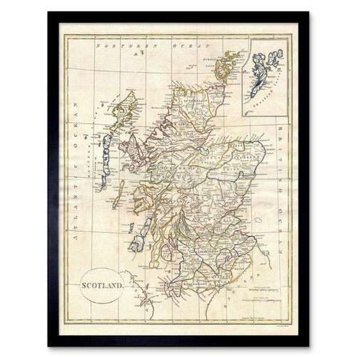 Wee Blue Coo 1799 Clement Cruttwell Map Scotland Vintage Art Print Framed Poster Wall Decor 12x16 inch Wee Blue Coo 1799 Clement Cruttwell Map Scotland Vintage Art Print Framed Poster Wall Decor 12x16 inch