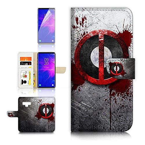 (for Samsung Note 9, Galaxy Note 9) Flip Wallet Case Cover & Screen Protector Bundle - A21069 Deadpool