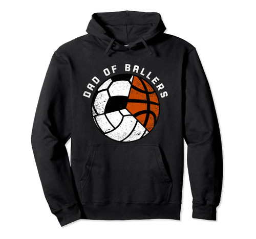 Dad Of Ballers Funny Volleyball Soccer Basketball Dad Pullover Hoodie