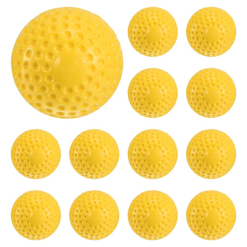 PATIKIL 9 Inch Pitching Machine Baseballs 12 Pack Yellow Dimpled Baseball Practice Baseball PU Sports Game Ball for Hitting Fielding Practice Hand-Eye Coordination