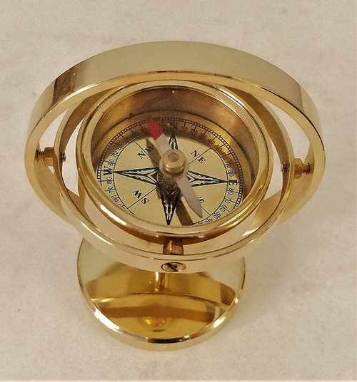 Decor Hunt Solid Brass Reproduction Nautical Ship's Gimbal Compass Marine