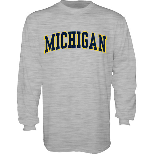 Blue 84 Men's Michigan Wolverines Arching Team Name Dark Heather Long Sleeve T Shirt, Michigan Wolverines Dark Heather, Small Blue 84 Men's Michigan Wolverines Arching Team Name Dark Heather Long Sleeve T Shirt, Michigan Wolverines Dark Heather, Small