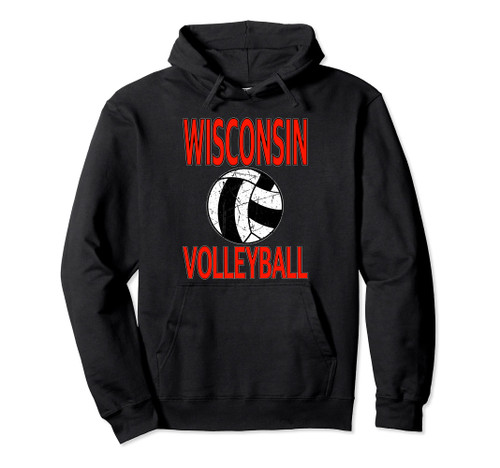 Wisconsin Volleyball Fun Fan Game design Pullover Hoodie