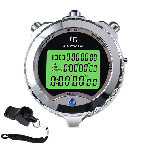 Rolilink Stopwatch with Backlight?100 Lap Metal Stop Watch for Sports, Waterproof Stopwatches Timer for Sports and Competitions