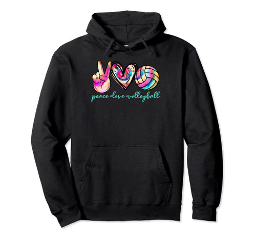 Peace Love Volleyball Player Tie Dye Style Women Teen Girls Pullover Hoodie