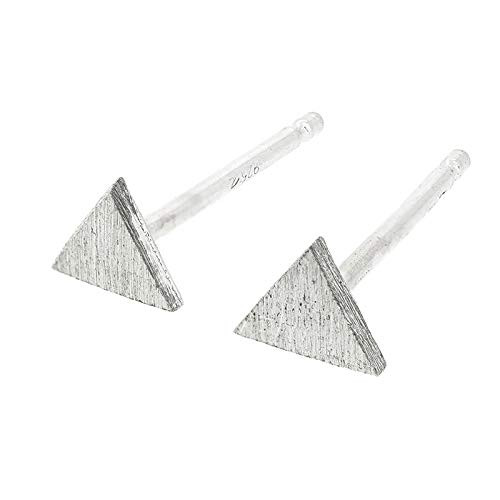 Teeny Tiny Triangle Stud Earrings Brushed Sterling Silver Handmade in USA