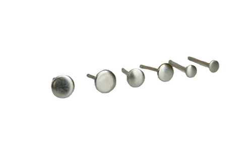 Set of Three Pairs of Minimal Sterling Silver Round Stud Earrings with Brushed Finish and Sterling Silver Posts, 5mm, 4mm, 3mm (Polished Silver)