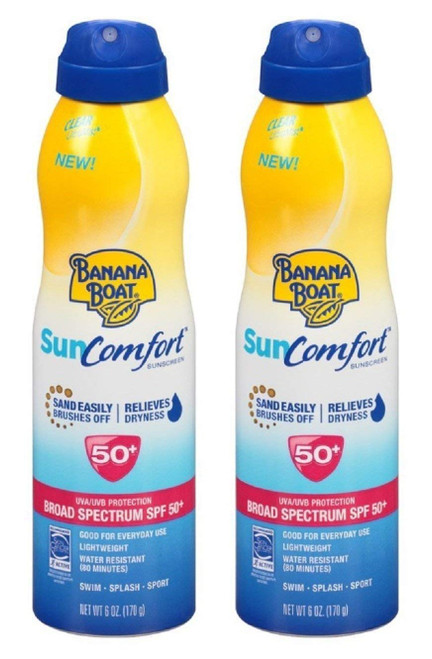 Banana Boat Continuous Spf#50+ Spray 6 Ounce Sun Comfort (177ml) (2 Pack)