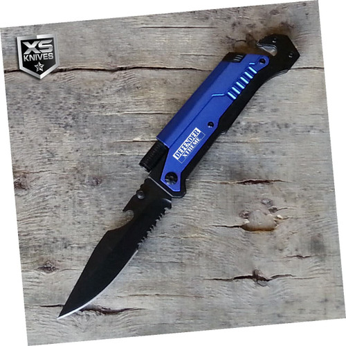 Blue Edc Led Multifunction Open Folding Pocket Knife Survival Multitool Outdoor Survival Hunting Knife by Survival Steel