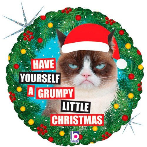 Betallic 18" Grumpy Cat Christmas Foil Balloon, Multicolor