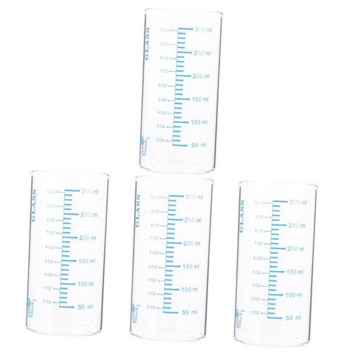 4pcs High Borosilicate Glass Graduated Drinking Cup Iced Coffee Measured Milk Mug Glass Coffee Tumbler Glass Tea Mug Liquid Measuring Cups Scale Milk Cup Beaker Drinks Child