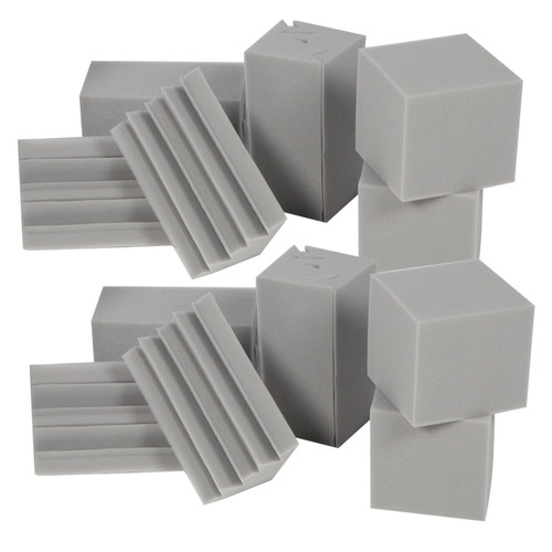 16pcs Sound Board Bass Traps Panels Sound Blocking Panels Sound Diffuser Panels Foam Corner Blocks Sound Isolation Pads Wall Sound Proof Panels Acoustic Drum Pad Insulation Sponge