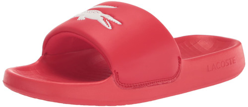 Lacoste Men's Croco 1.0 Slide Sandal, RED/White, 9