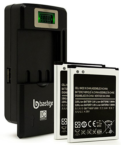 Two (2pk) Bastex Battery for Samsung Galaxy SIII S3+Plus One (1) Bastex External Dock LCD Battery Charger Two (2pk) Bastex Battery for Samsung Galaxy SIII S3+Plus One (1) Bastex External Dock LCD Battery Charger