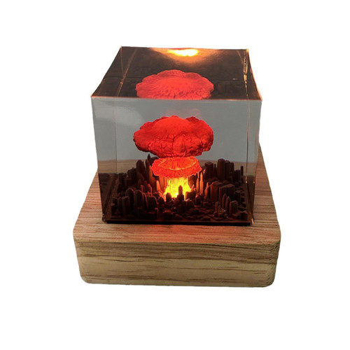 Fokesty 3D Mushroom Cloud Night Light, Mushroom Cloud Nuclear Explosion Atomic Bomb Lamp, Creative Atomic Bomb Model Atmosphere Lamp for Bedroom, Desktop Decoration