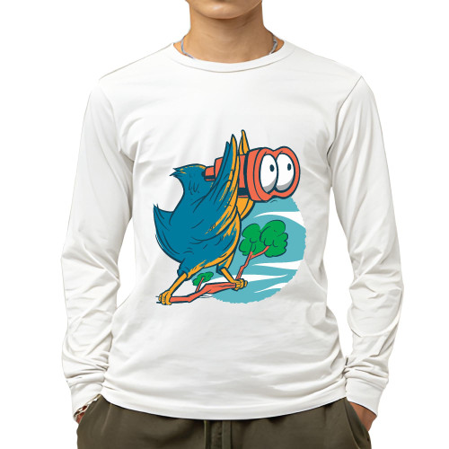 Birdwatching Gift for Nature Lovers Binoculars for Birders Grey and Muticolor Unisex Long Sleeve T Shirt