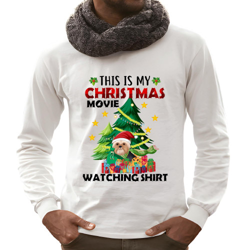 Christmas Movies Watching Gift for Yorkshire Fans Grey and Muticolor Unisex Long Sleeve T Shirt